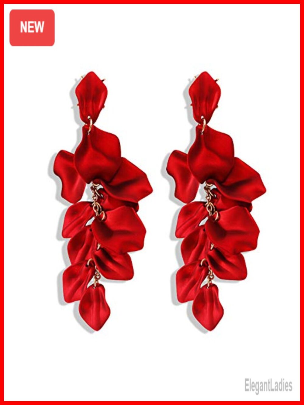 Acrylic Rose Petal Dangle Earrings Exaggerated Flower Drop Statement